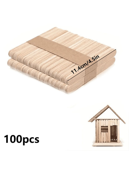 50/100/200 Pieces 11.4cm/4.5 inch Small Wooden Craft Sticks