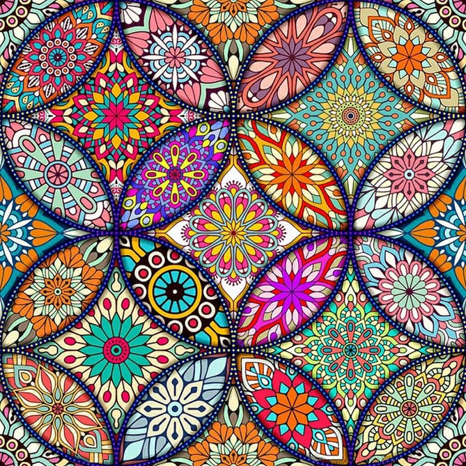 HUACAN Mandala Flower Threads Cross Stitch