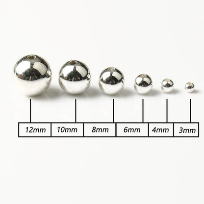 3/4/6/8/10/12mm Round Spacer Beads CCB Gold Silver Color Smooth Loose Ball Beads