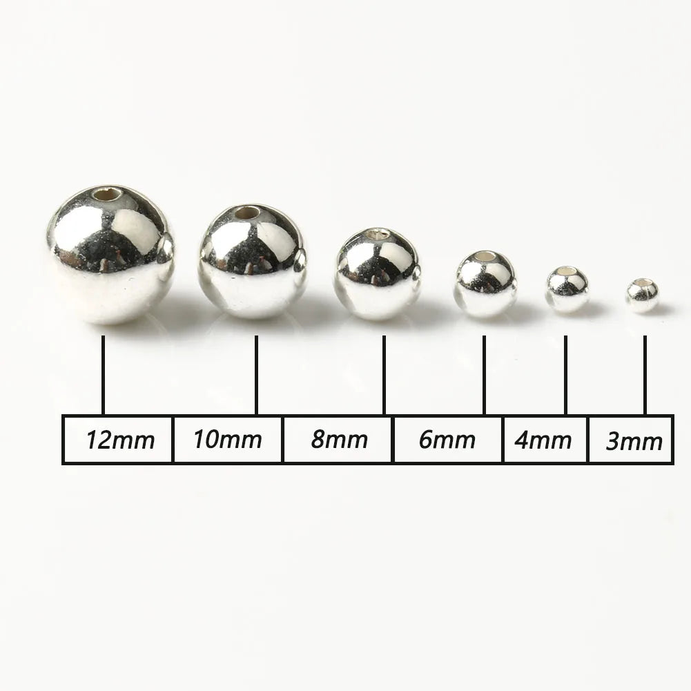 3/4/6/8/10/12mm Round Spacer Beads CCB Gold Silver Color Smooth Loose Ball Beads