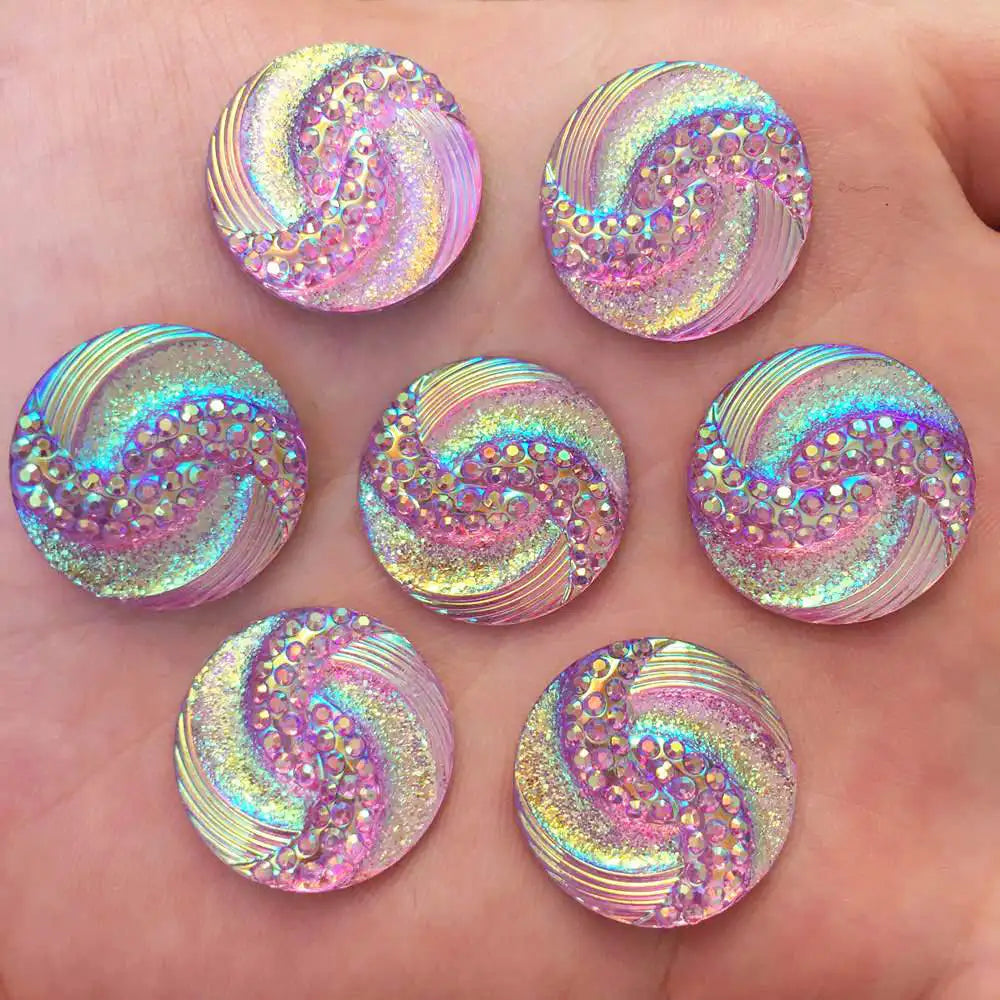 New 20pcs 20mm AB Resin Round FlatBack Rhinestone