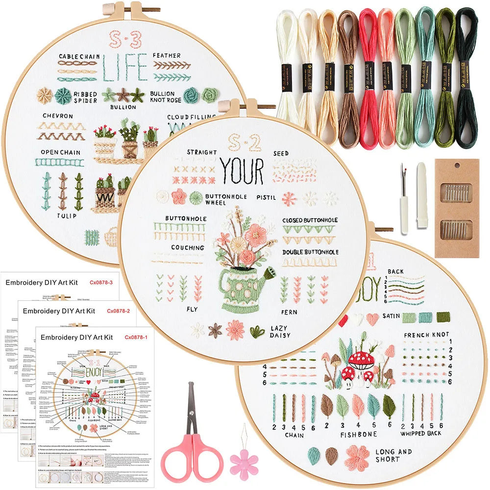 3/4pcs Embroidery Starter Kit for Diy Crafter