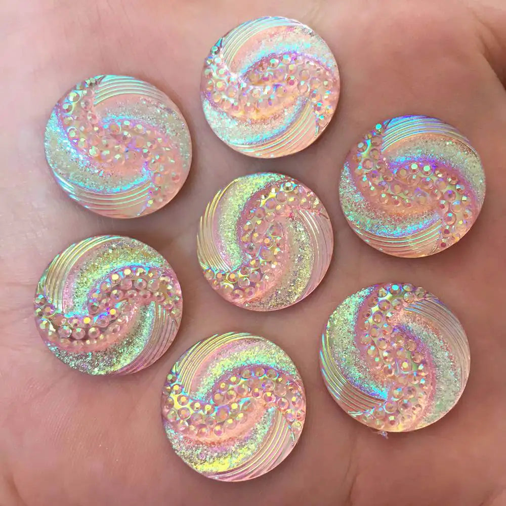 New 20pcs 20mm AB Resin Round FlatBack Rhinestone