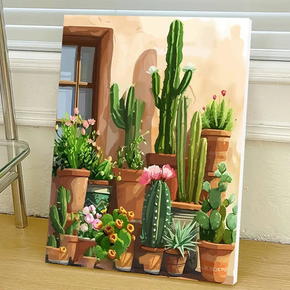 DIY Digital Oil Painting Cactus Plant Paint By Number