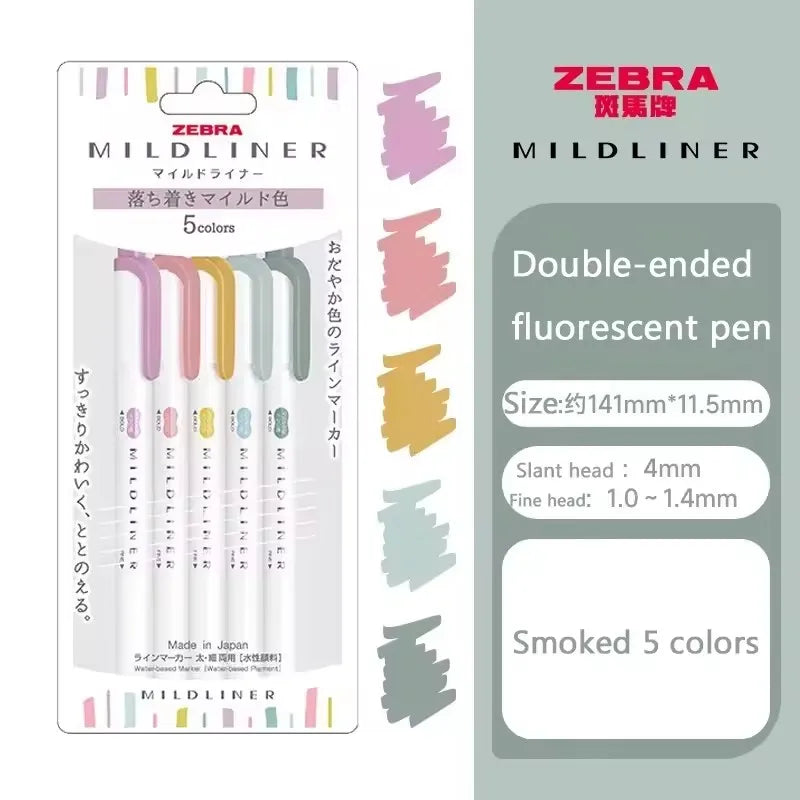 New Zebra Mildliner Highlighter Pastel Full Set 5 Colors Set Marker Pen