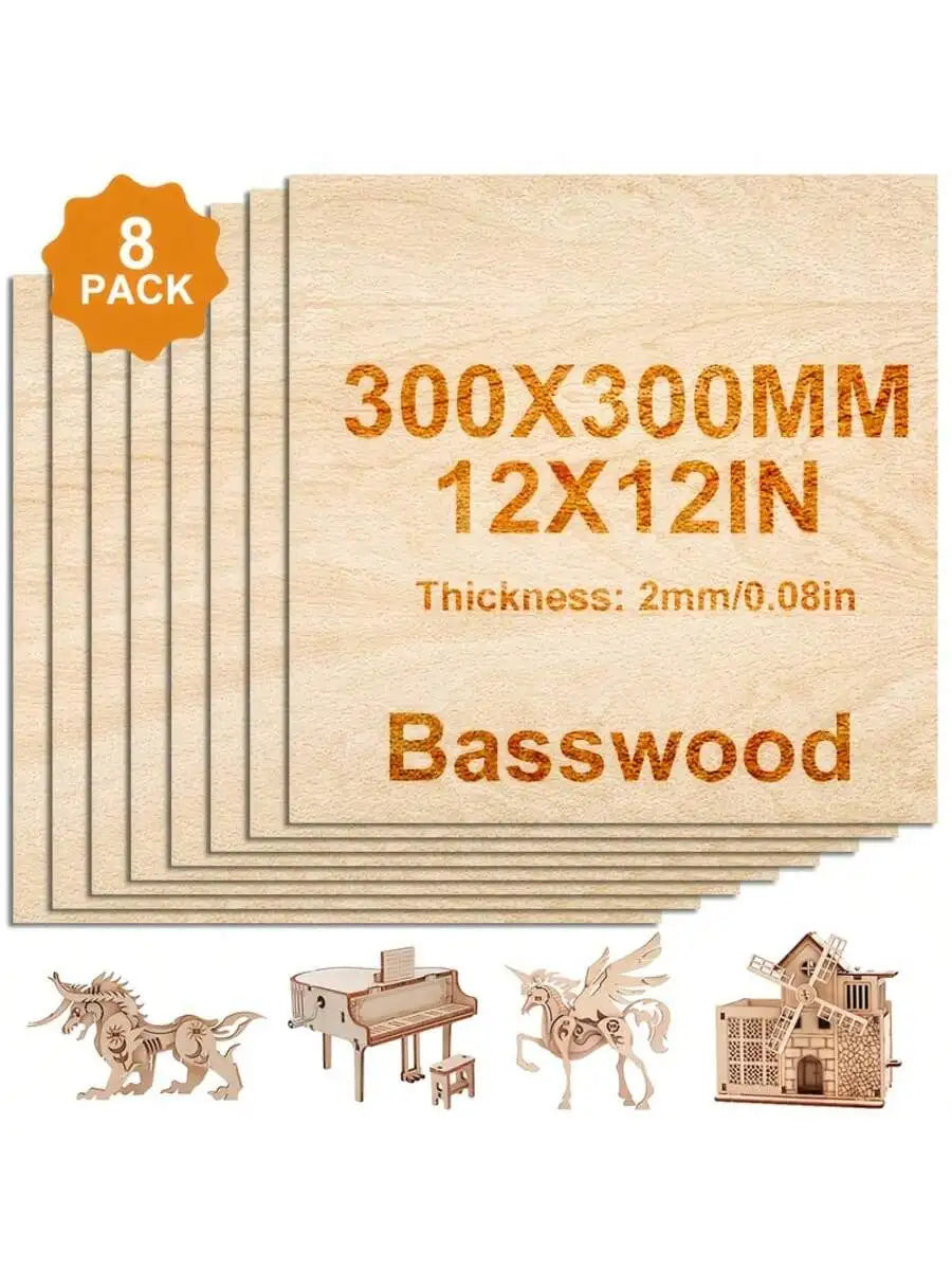 4/8/16/32pieces of unfinished basswood plywood, 12x12 inches, 2mm thick,