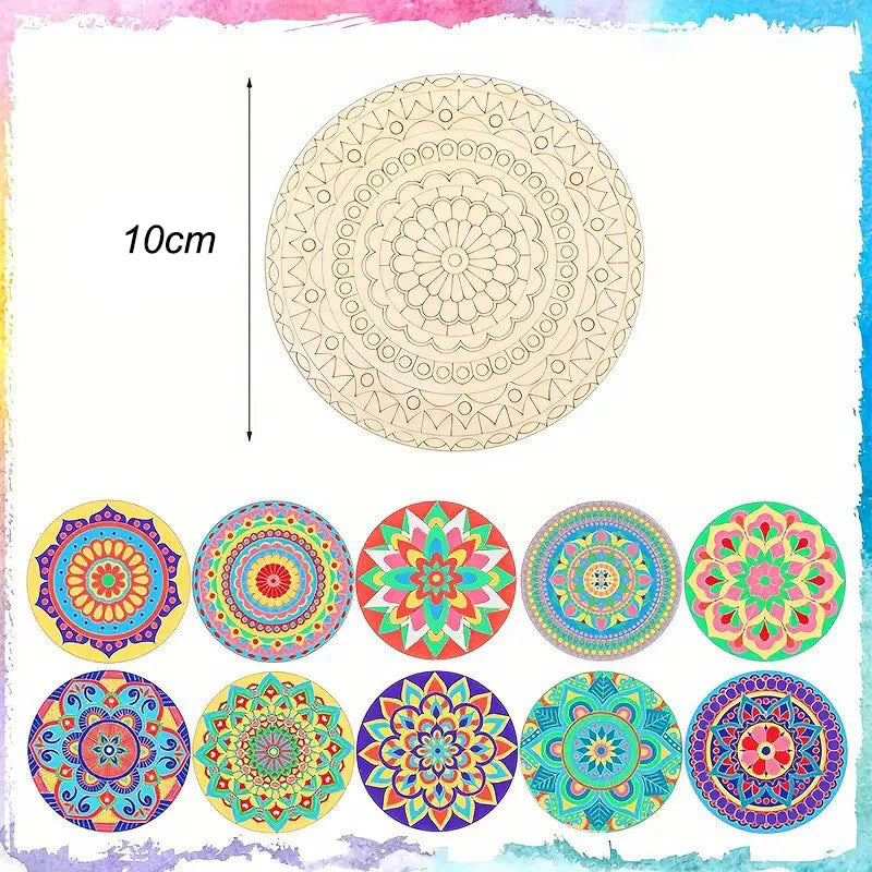 Wooden Mandala Painting10 Unfinished Wood Cutouts