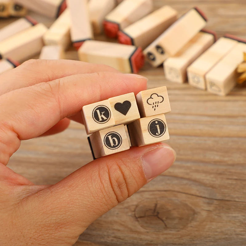 40pcs/set Creative Character Wooden Stamp Set