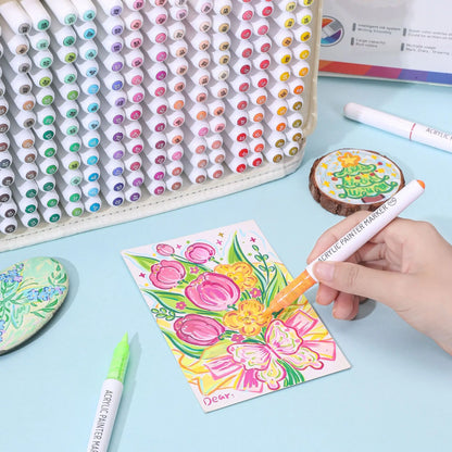 LANGUO 96-288 Colors Direct Liquid Acrylic Paint Pens Brush Marker Pen