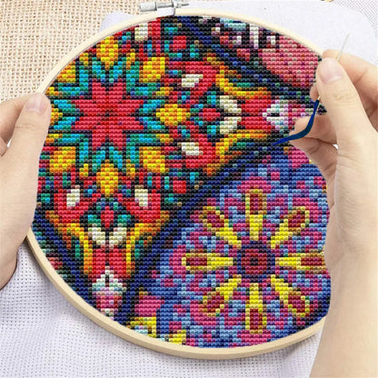 HUACAN Mandala Flower Threads Cross Stitch