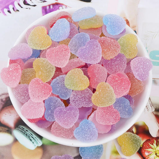 20pcs Slime Gradient Star Heart Nail Charms Mixed Candy Resin Charm Jelly Cabochon Mini Clay Polymer Slime Beads Nail Decoration