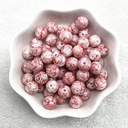 4/6/8/10mm Pattern Round Glass Beads Loose Spacer Beads