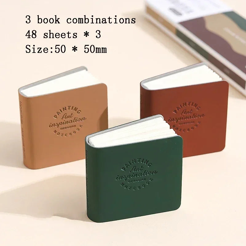 3Pcs/Pack Mini Drawing Book Square Watercolor Sketchbook Thick Paper