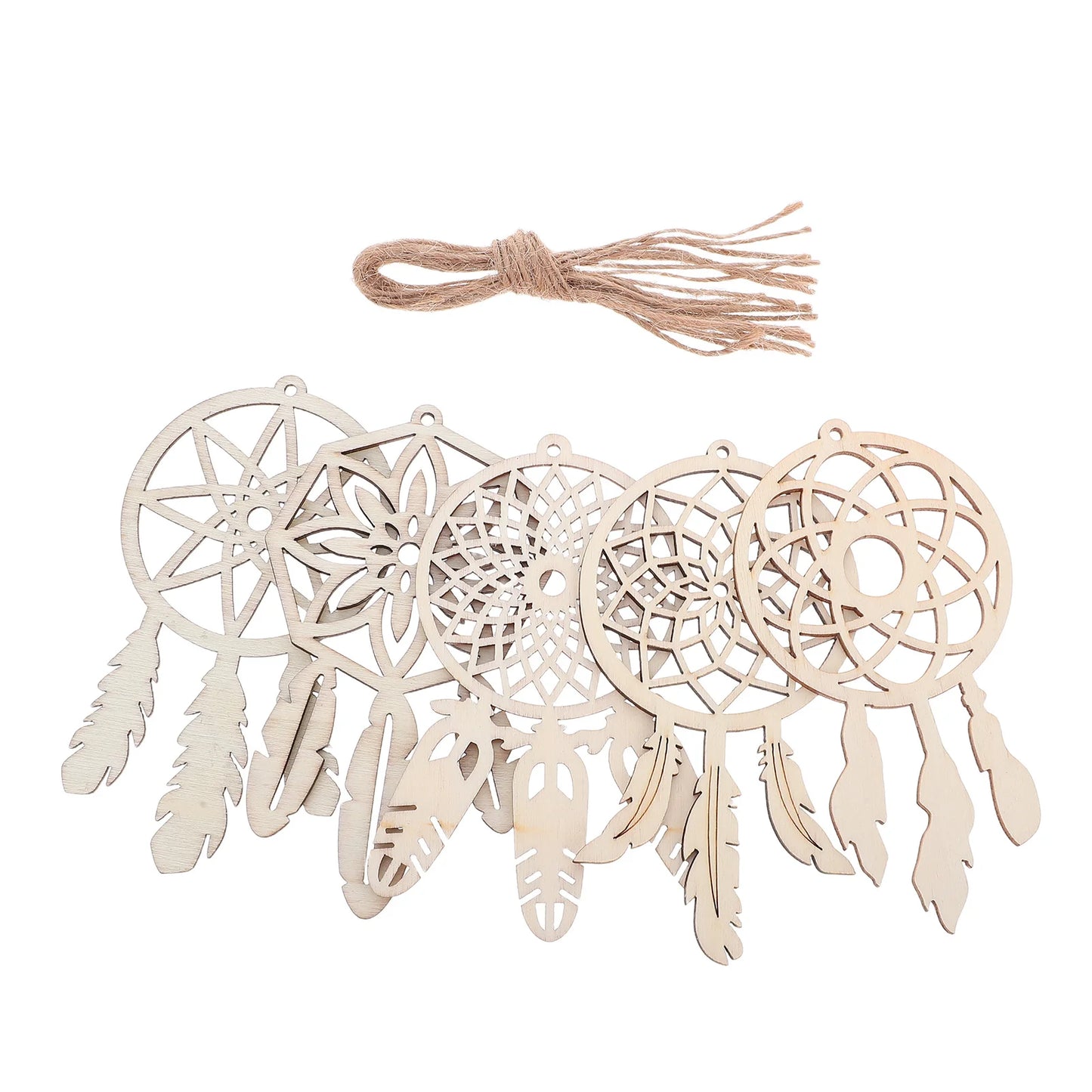 50pcs Dream Catcher Kit Unfinished Wooden Cutouts