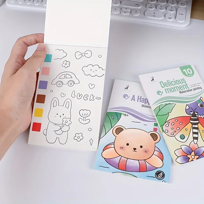 Watercolor Painting Book with 1 Book 1 pen Water Powder