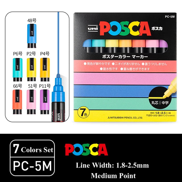 New Uni Posca Marker Pen Set PC-1M/3M/5M/8K/17K