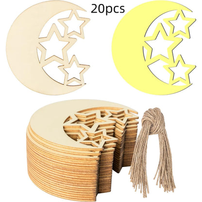 20/30pcs Hollow Wooden Moon Star