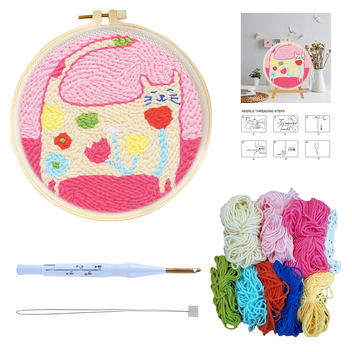 CHENISTORY Diy Punch Needle Embroidery Starter Kits For Beginner