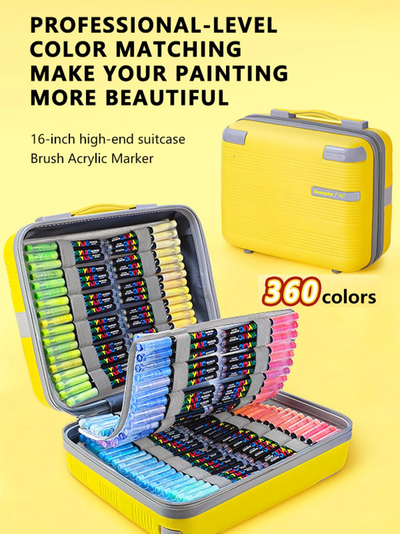 Guangna  360 Color Acrylic Marker Set with Travel Case