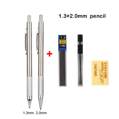 Mechanical Pencil Set 0.3 0.5 0.7 0.9 1.3 2.0mm Full Metal Art Drawing Painting Automatic Pencil