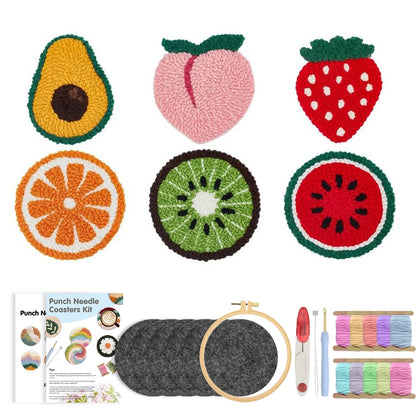 GATYZTORY 6Pcs Punch Needle Coasters Kit for Adults