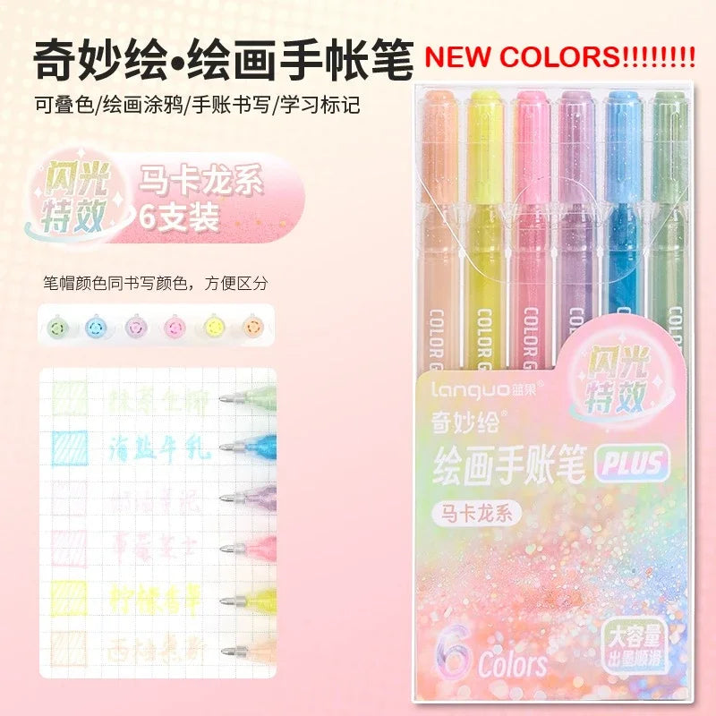 LANGUO 207/4 Colors Glitter Acrylic 0.5/1.0mm Gel Pen