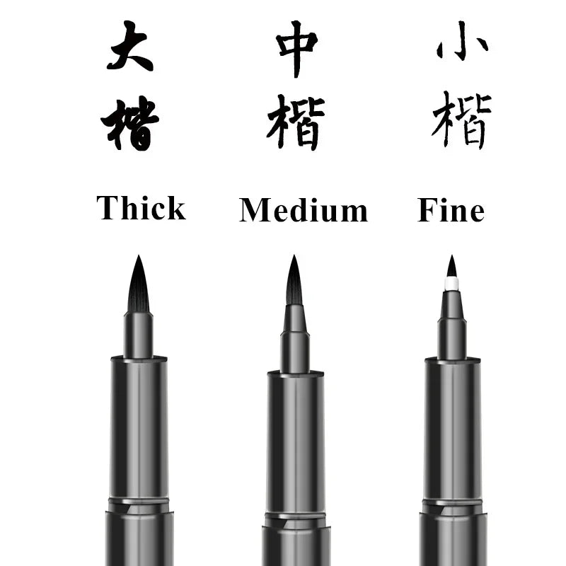 3 Pcs/Set Calligraphy Painting Pen Chinese Brush Pens for Writing Lettering Signatures Soft Brush Tip Refillable Ink  Art Craft