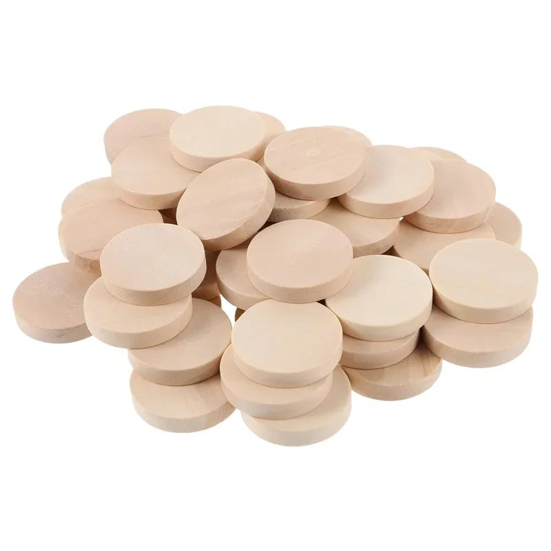 15-35mm Unfinished Smooth Round Wood Coins