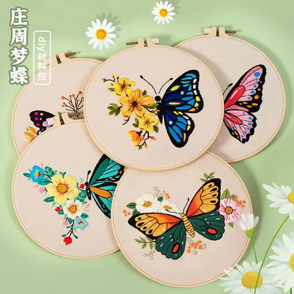 Embroidery Kit Butterfly Printed Pattern for Beginner