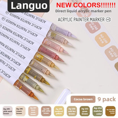LANGUO 207/9 Colors Direct Liquid Acrylic Marker Soft Brush Paint Pen