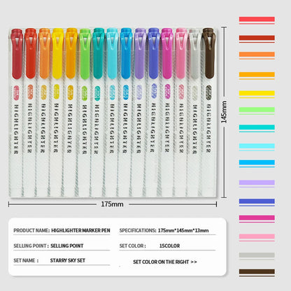 5-15 Colors Double Headed Highlighter Pen Set
