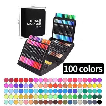 Dual Tip Brush Marker Pens with Fineliner  Felt Tip Pens Set,