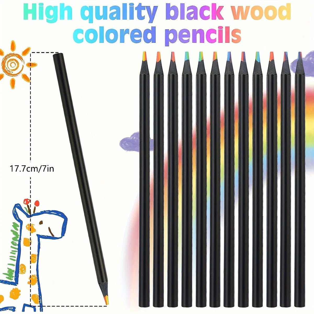 12/24/36/48Pcs 7 Colors Rainbow Pencils 3.3mm Colored Pencils