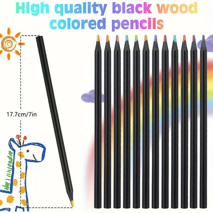 12/24/36/48Pcs 7 Colors Rainbow Pencils 3.3mm Colored Pencils