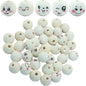50pcs Loose Smile Beads, 20mm Round Natural Wood Beads