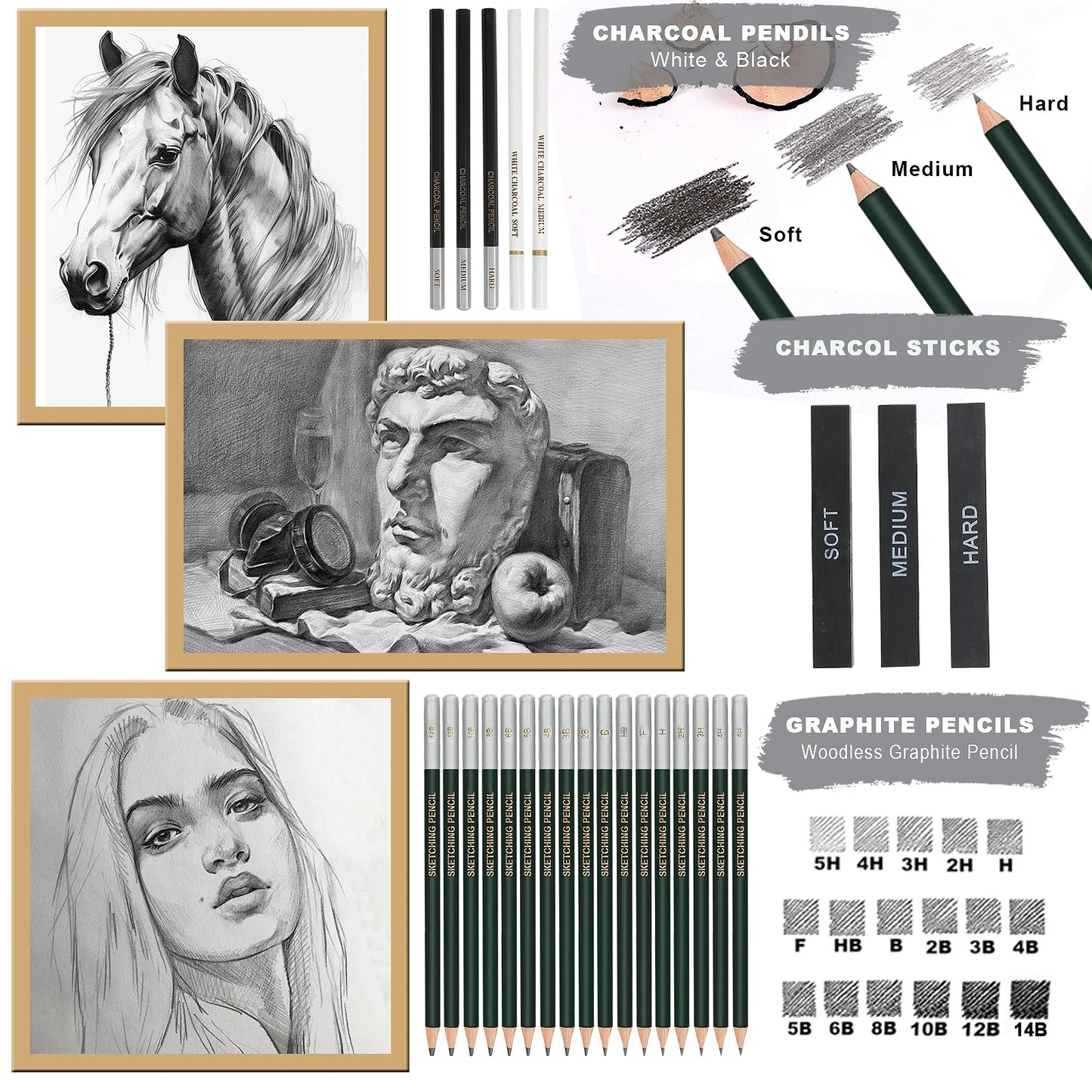 20/54/58/70/144 Drawing And Sketching Kit | Portable Travel Case