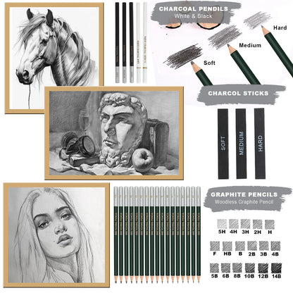 20/54/58/70/144 Drawing And Sketching Kit | Portable Travel Case