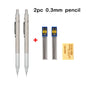 Mechanical Pencil Set 0.3 0.5 0.7 0.9 1.3 2.0mm Full Metal Art Drawing Painting Automatic Pencil