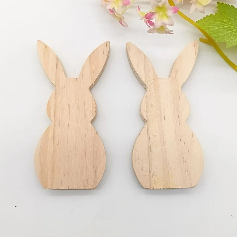 2pcs bunnies ornaments Natural wood