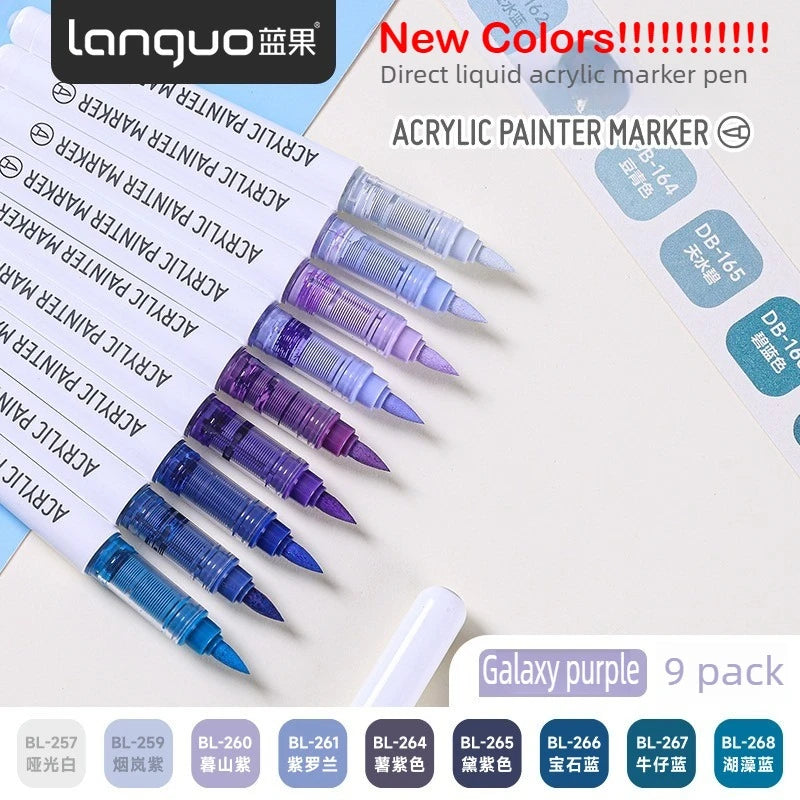 LANGUO 288/9 Colors Acrylic Marker Direct Liquid Soft Brush Paint Pen