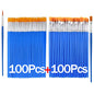 20-200Pcs Painting Brushes Set Art Round Flat Nylon Hair Paint Brush