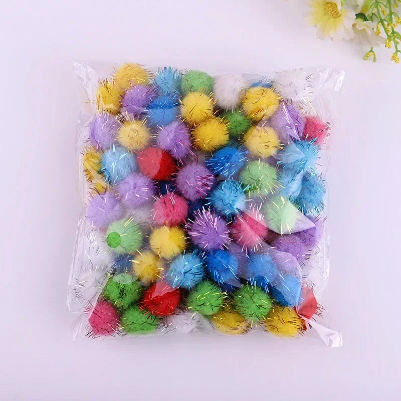 30-200Pcs Glitter Balls Pompom
