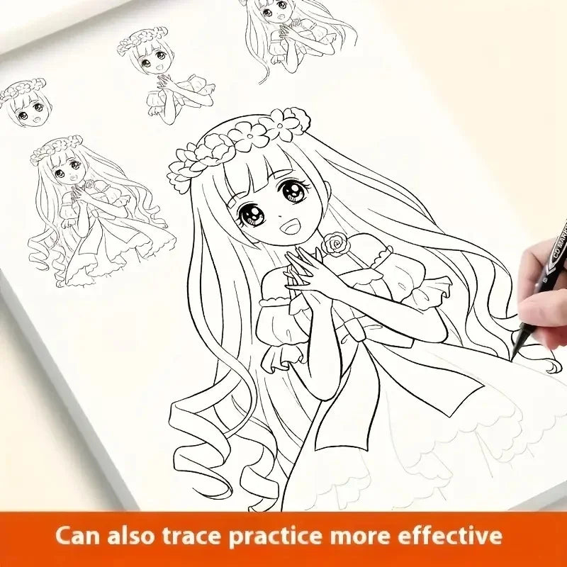 Anime Character Line Art Drawing Book for Beginners - 48 Pages of Simple Hand-Drawn Outlines