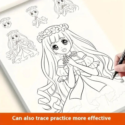 Anime Character Line Art Drawing Book for Beginners - 48 Pages of Simple Hand-Drawn Outlines