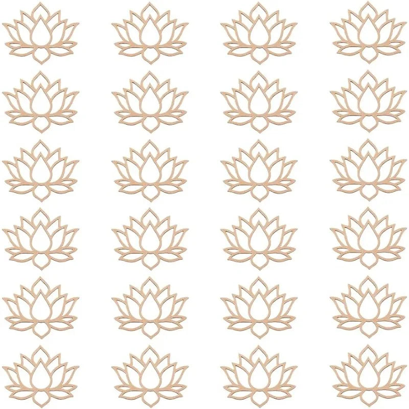 24pcs Lotus Dream Catcher Wooden Macrame Hoops  Flower Shape Macrame Rings