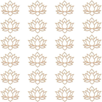 24pcs Lotus Dream Catcher Wooden Macrame Hoops  Flower Shape Macrame Rings