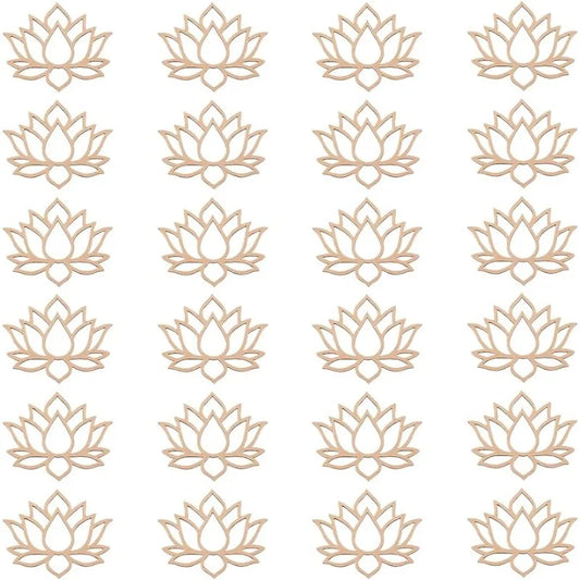 24pcs Lotus Dream Catcher Wooden Macrame Hoops  Flower Shape Macrame Rings