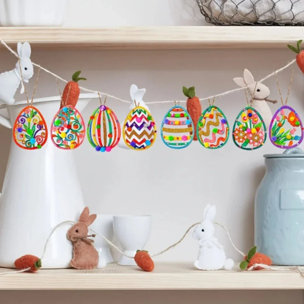40 Pieces Wooden Easter Egg Ornaments