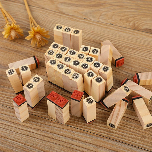40pcs/set Creative Character Wooden Stamp Set