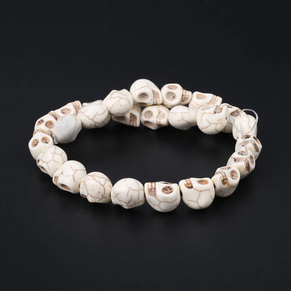 Skull Natural Stone Beads Blue White Turquoise Loose Spacer Beads